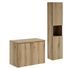 Ensemble salle de bain suspendu 2 portes NOVA OAK 80 cm avec colonne, cube décoratif et plan pour vasque - Photo n°1