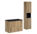 Ensemble salle de bain suspendu 2 tiroirs NOVA OAK 80 cm avec colonne, cube décoratif et plan pour vasque - Photo n°1