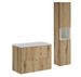 Ensemble salle de bain suspendu 2 tiroirs NOVA OAK 80 cm avec colonne, cube décoratif et plan pour vasque - Photo n°1