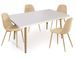 Ensemble table blanche et 4 chaises tissu beige Garo - Photo n°1
