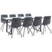 Ensemble table blanche marbré 200 cm et 8 chaises simili cuir noir Vista - Photo n°1