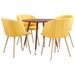 Ensemble table bois marron et 4 chaises tissu jaune Liva - Photo n°1