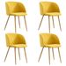 Ensemble table bois marron et 4 chaises tissu jaune Liva - Photo n°3