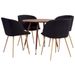 Ensemble table bois marron et 4 chaises tissu noir Liva - Photo n°1