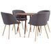 Ensemble table bois marron et 4 chaises tissu taupe Liva - Photo n°1