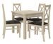 Ensemble table carrée 80/80 cm et 4 chaises en bois clair sonoma et tissu gris foncé Opka - Photo n°1