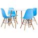 Ensemble table carrée 80 cm et 4 chaises bleu et et naturel Scanda - Photo n°1