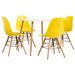 Ensemble table carrée 80 cm et 4 chaises jaune et et naturel Scanda - Photo n°1