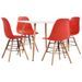 Ensemble table carrée 80 cm et 4 chaises rouge et et naturel Scanda - Photo n°1