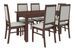 Ensemble table extensible 140/180 cm et 6 chaises en bois Noyer foncé et tissu beige clair Klarika - Photo n°1