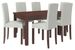 Ensemble table extensible 140/180 cm et 6 chaises en bois Noyer foncé et tissu beige clair Zakria - Photo n°1