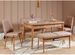Ensemble table extensible 2 chaises et 2 bancs bois naturel et tissu beige Mariva - Photo n°1