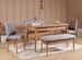 Ensemble table extensible 2 chaises et 2 bancs bois naturel et tissu gris Mariva - Photo n°1