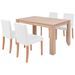 Ensemble table finition en chêne et 4 chaises simili cuir blanc Kila - Photo n°1