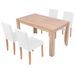 Ensemble table finition en chêne et 4 chaises simili cuir blanc Kila - Photo n°11