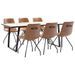Ensemble table industriel 180 cm et 6 chaises simili cuir cognac Dusta - Photo n°1