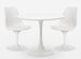 Ensemble table ronde 60 cm et 2 chaises pivotantes blanches avec coussin similicuir Tulipa - Photo n°1