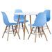 Ensemble table ronde 90 cm et 4 chaises bleu et et naturel Scanda - Photo n°1