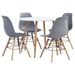 Ensemble table ronde 90 cm et 4 chaises gris et et naturel Scanda - Photo n°1