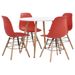 Ensemble table ronde 90 cm et 4 chaises rouge et et naturel Scanda - Photo n°1