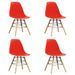 Ensemble table ronde 90 cm et 4 chaises rouge et et naturel Scanda - Photo n°3
