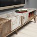Esemble meuble TV en bois noyer et blanc effet marbre Roma 180 cm - Photo n°6