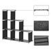 Etagère escalier de rangement 6 compartiments tissu noir multifonctions L 105 x P 30 x H 105 cm - Photo n°5