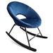 Fauteuil à bascule rocking chair velours bleu Pako - Photo n°1