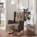 Fauteuil avec pieds à bascule en bois d'hévéa Taupe Tissu - Photo n°1