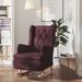Fauteuil avec pieds à bascule en bois d'hévéa Violet Tissu - Photo n°1