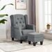 Fauteuil avec repose-pied Gris clair Tissu - Photo n°2