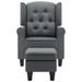 Fauteuil avec repose-pied Gris clair Tissu - Photo n°3