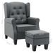 Fauteuil avec repose-pied Gris clair Tissu - Photo n°7