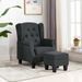 Fauteuil avec repose-pied Gris foncé Tissu - Photo n°2