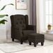 Fauteuil avec repose-pied Marron foncé Tissu - Photo n°2