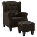 Fauteuil avec repose-pied Marron foncé Tissu - Photo n°7