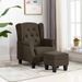 Fauteuil avec repose-pied Marron Tissu - Photo n°2