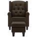 Fauteuil avec repose-pied Marron Tissu - Photo n°3