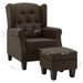 Fauteuil avec repose-pied Marron Tissu - Photo n°7