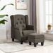 Fauteuil avec repose-pied Taupe Tissu - Photo n°2