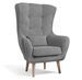 Fauteuil bergère velours gris capitonné Lazza 80 cm - Photo n°1