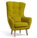 Fauteuil bergère velours vert anis capitonné Lazza 80 cm - Photo n°1