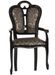 Fauteuil bois vernis laqué brillant et assise tissu noir avec motifs dorés Kerla - Photo n°1