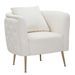 Fauteuil Bucarest crème velours doré design glamour - Photo n°1