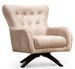 Fauteuil capitonné velours beige Dolane 75 cm - Photo n°1