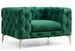 Fauteuil capitonné velours vert et pieds chromés Herakles 108 cm - Photo n°1