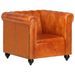 Fauteuil Chesterfield Brun roux Cuir véritable - Photo n°9