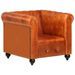 Fauteuil Chesterfield Brun roux Cuir véritable - Photo n°10