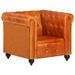 Fauteuil Chesterfield Brun roux Cuir véritable - Photo n°12