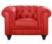 Fauteuil Chesterfield imitation cuir rouge British - Photo n°1